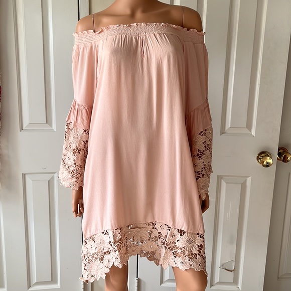 Muche Et Muchette Jolie Lace Accent Cover-up Dress In Blush - Picture 4 of 12